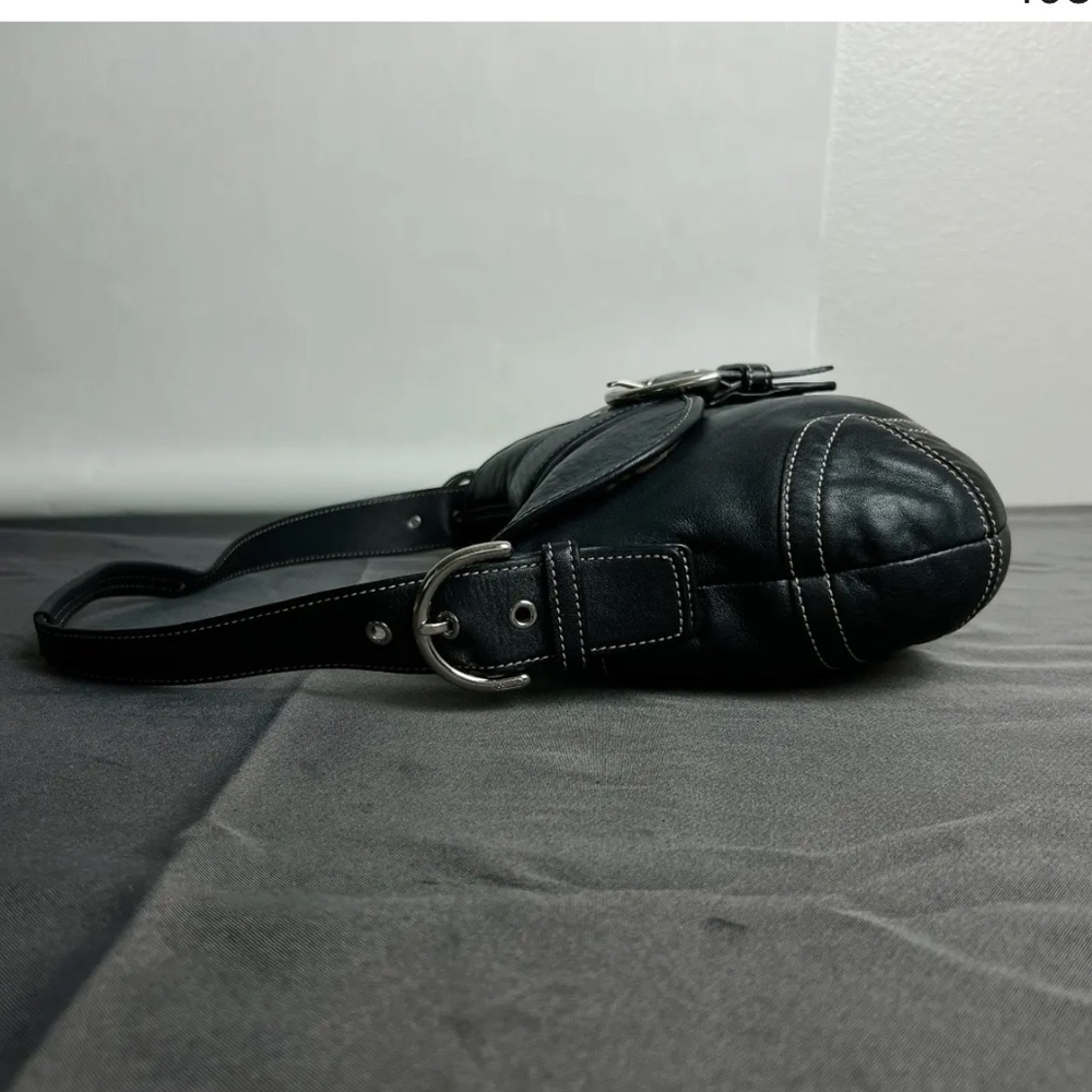 Vintage Coach Y2K Black Leather Soho Mini Baguette Timeless Flap Bag - Picture 8 of 9